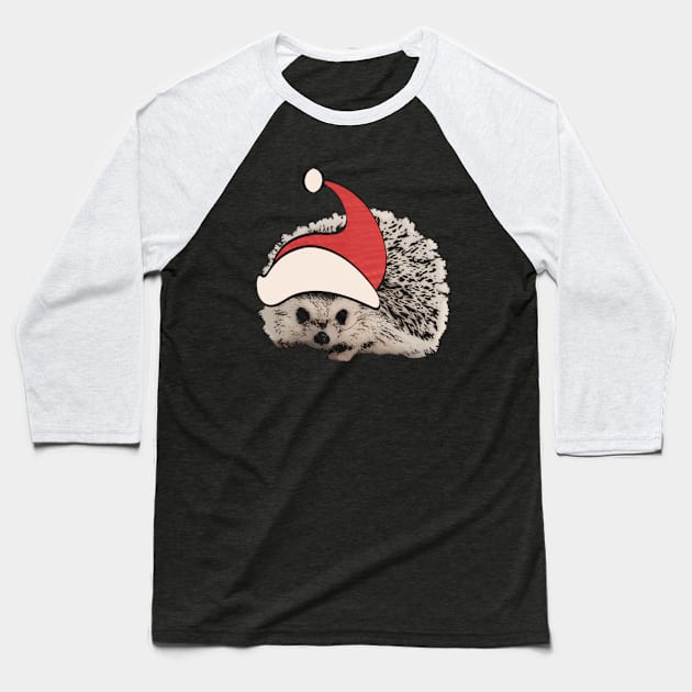 Hedgehog Christmas Santa Elf Vintage Novelty Gift Baseball T-Shirt by AmbersDesignsCo